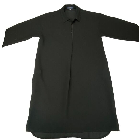 Madewell Shirt Dress Womens Medium Black Collared Button Fron Slit - Picture 10 of 16